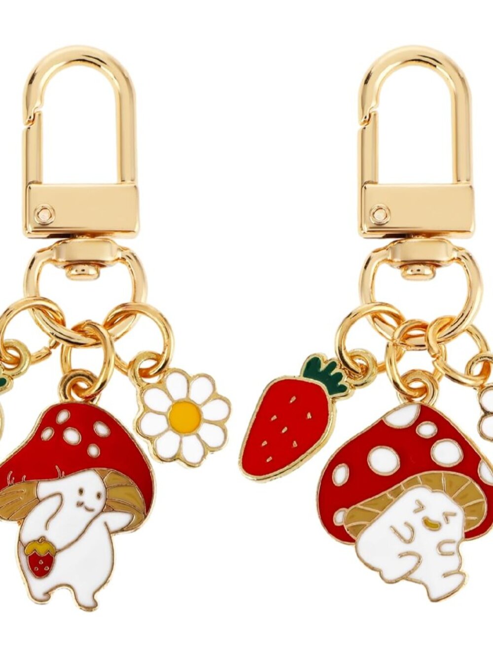 2 Pcs Key Charms for Keychain, Mushroom Strawberry Cute Keychains, Keychain Keyr